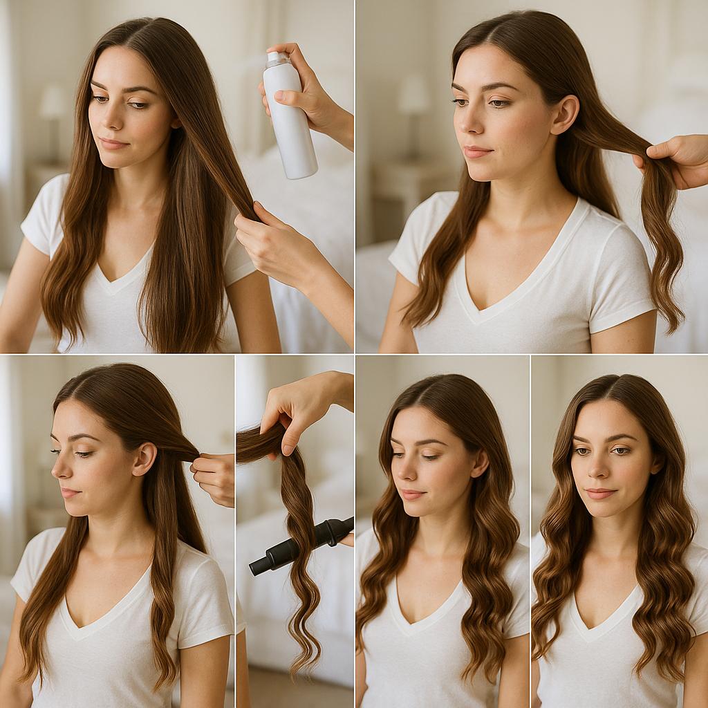 Melena larga con rizos definidos