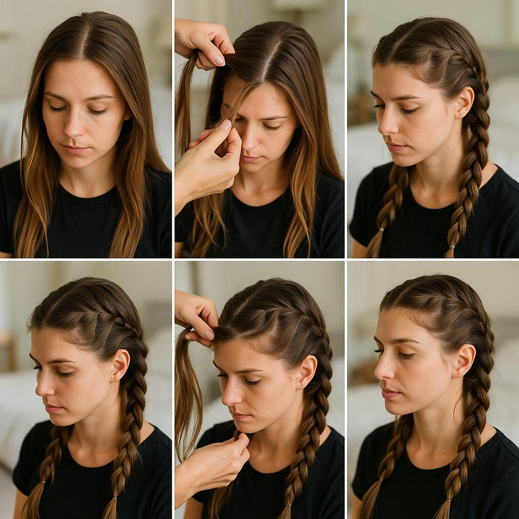 Trenza doble francesa con mechones sueltos