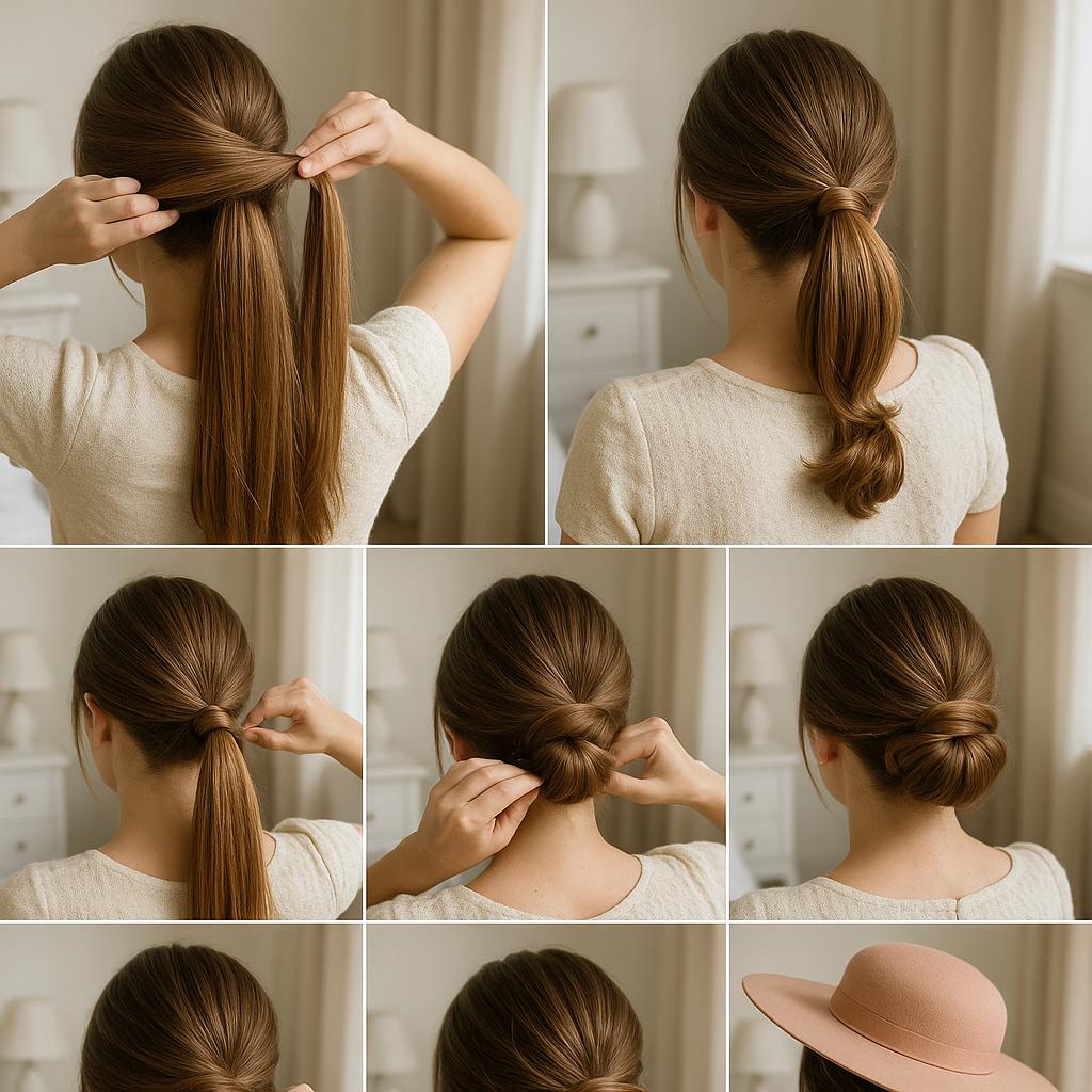 Peinado recogido bajo con pamela