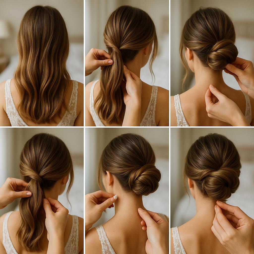 Chignon elegante con perlas