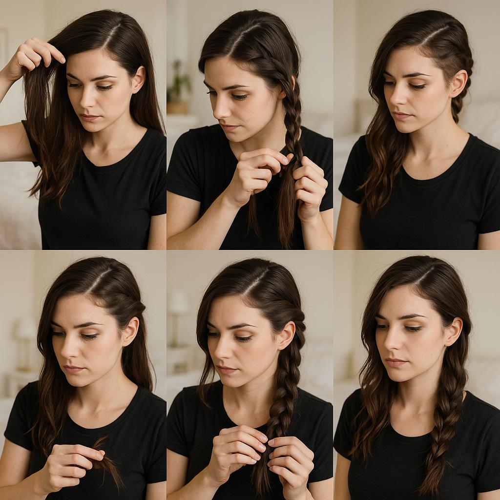 Trenza de lado con mechones sueltos