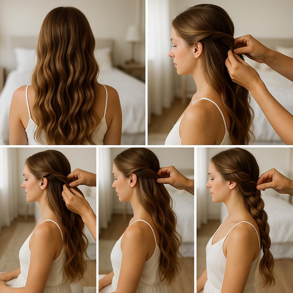 Trenza de lado con ondas suaves