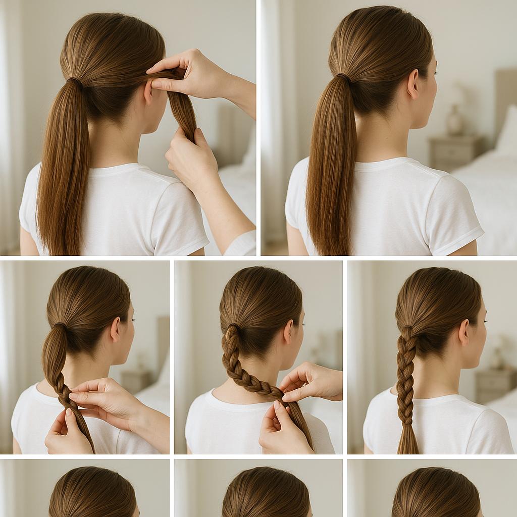 Media cola con trenza enredada