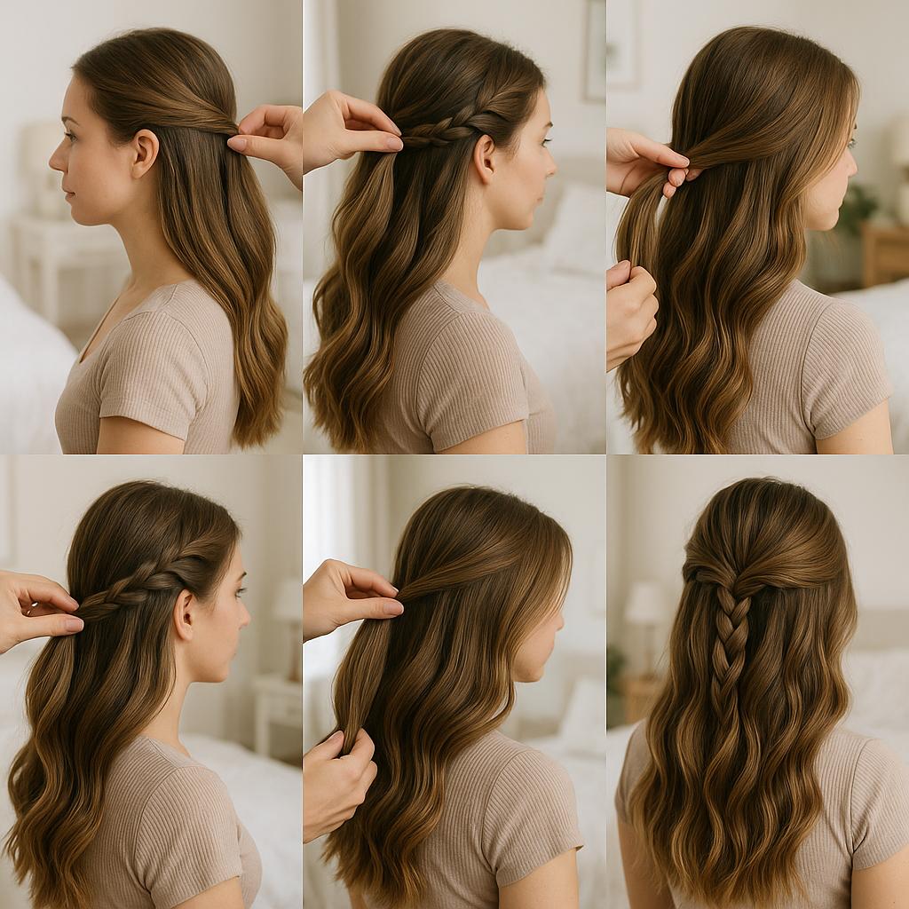 Semi recogido con trenza y ondas