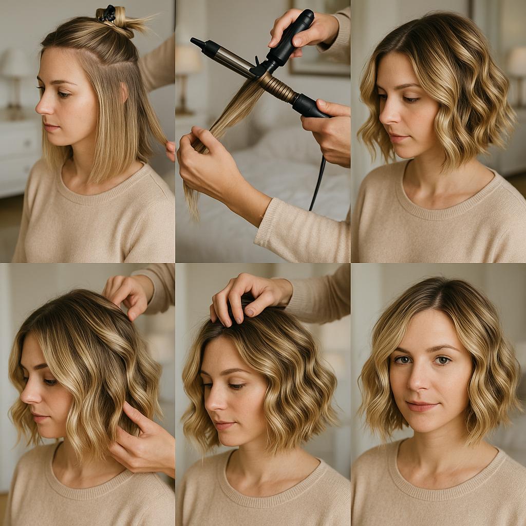 Bob ondulado con reflejos rubios