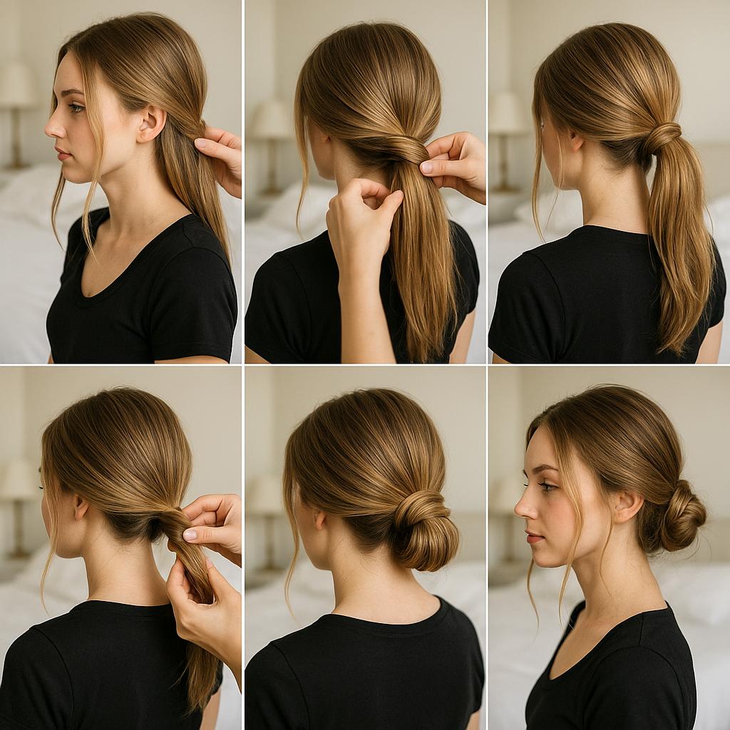 Recogido bajo con mechones sueltos