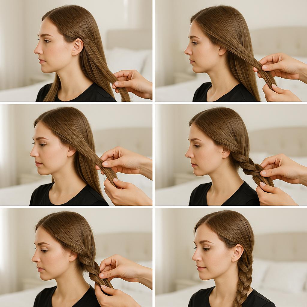 Trenza de lado con textura lisa