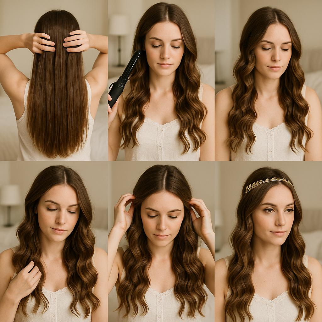 Ondas sueltas con accesorio dorado