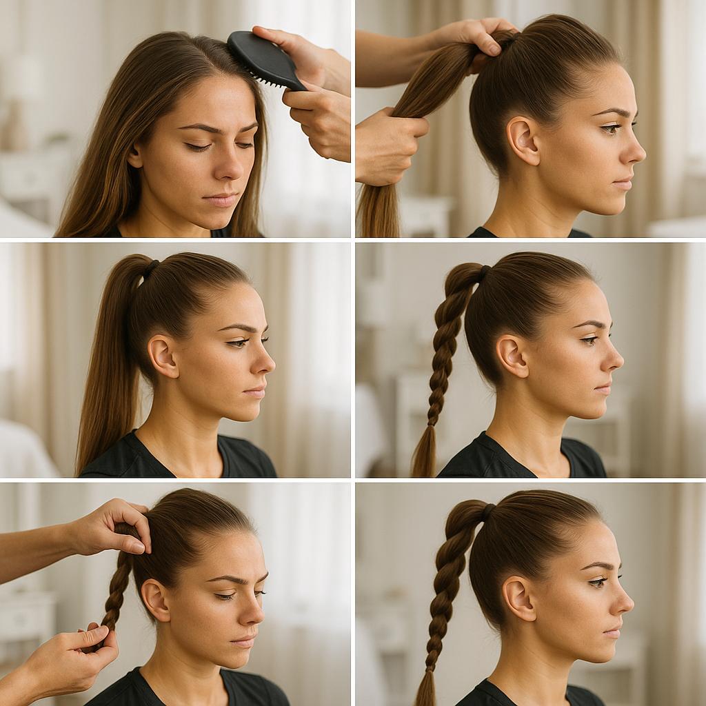 Cola de caballo alta con trenza