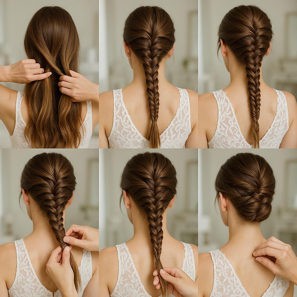 Recogido elegante con trenza invertida