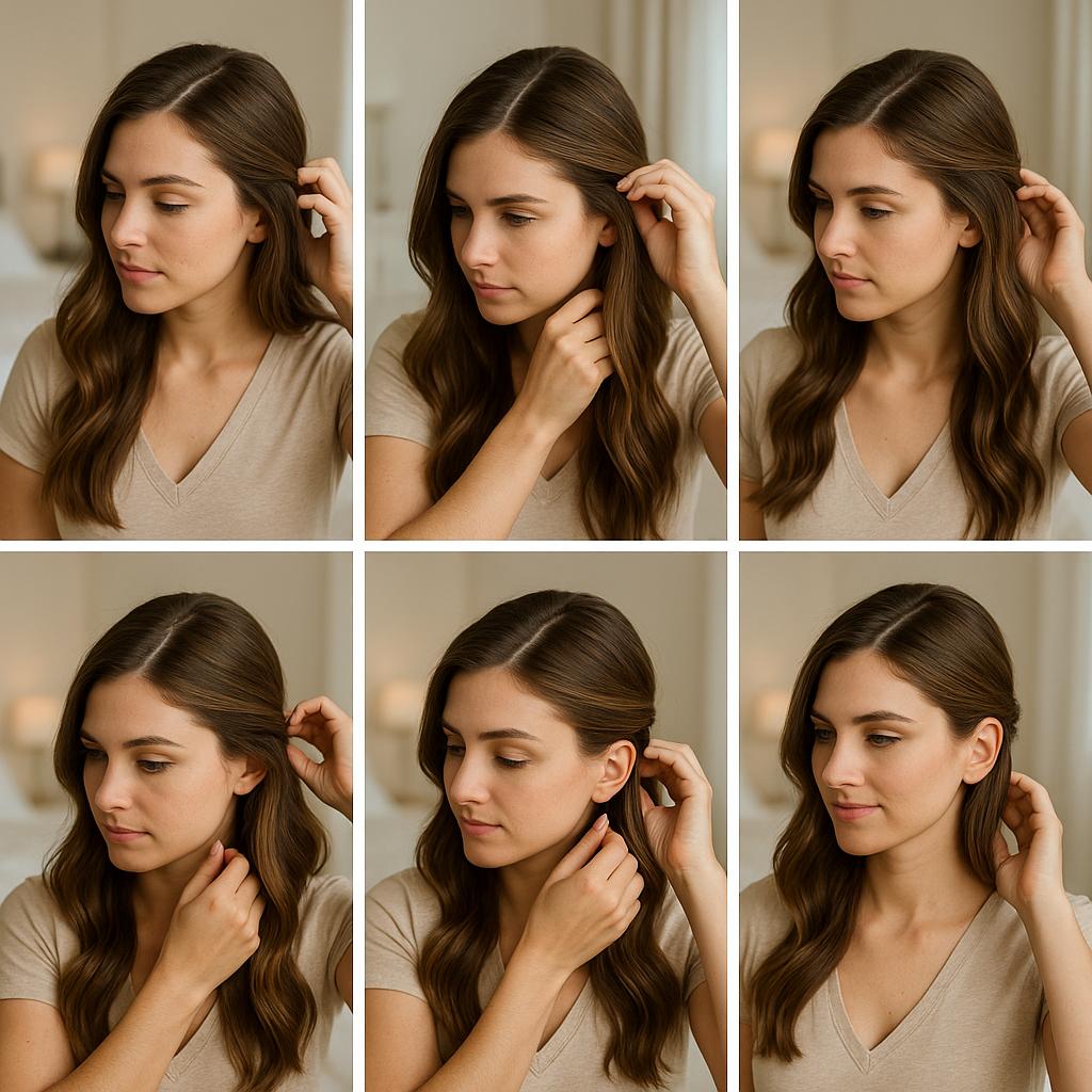 Peinado lateral con accesorios brillantes