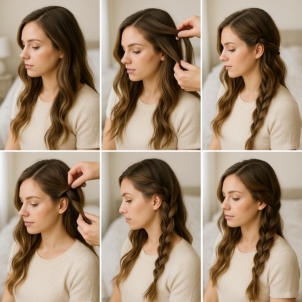 Trenza de lado con ondas sueltas