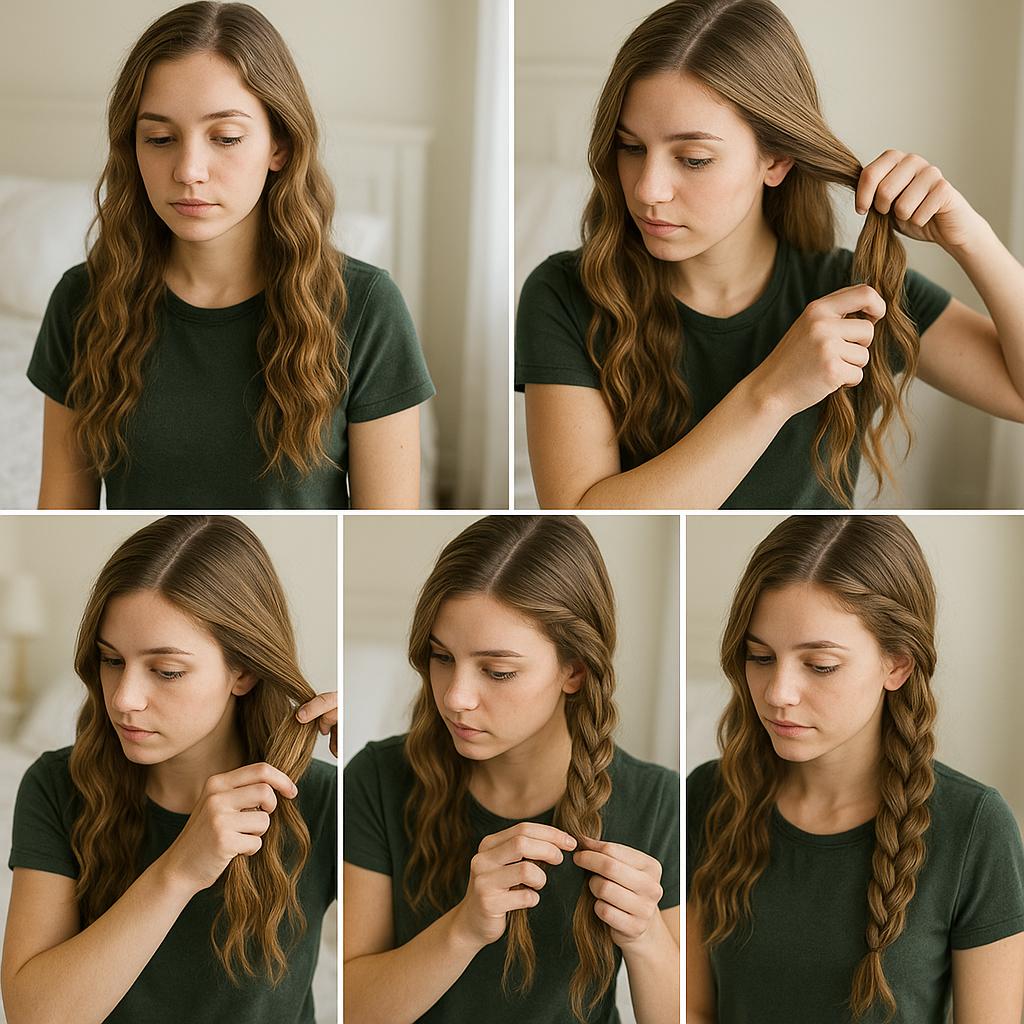 Trenza de lado con ondas naturales
