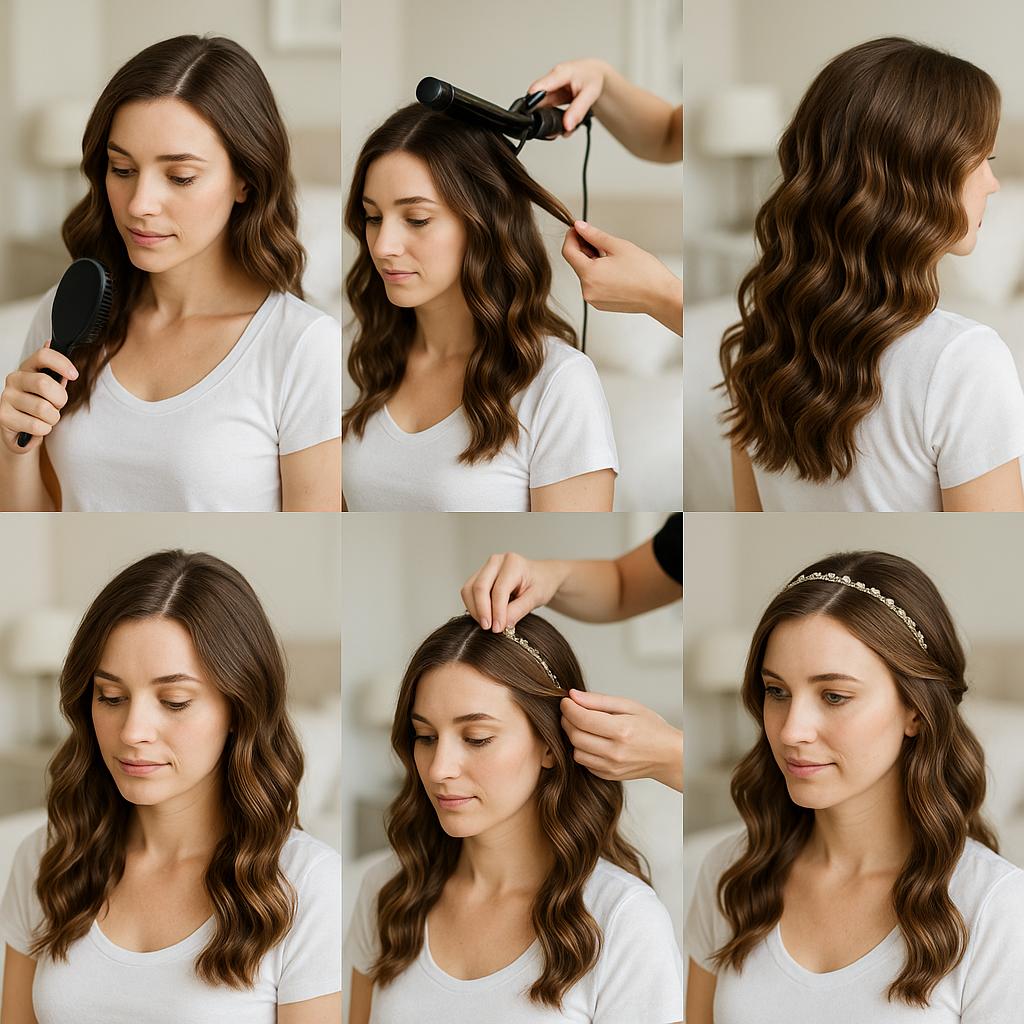 Ondas sueltas con diadema delicada