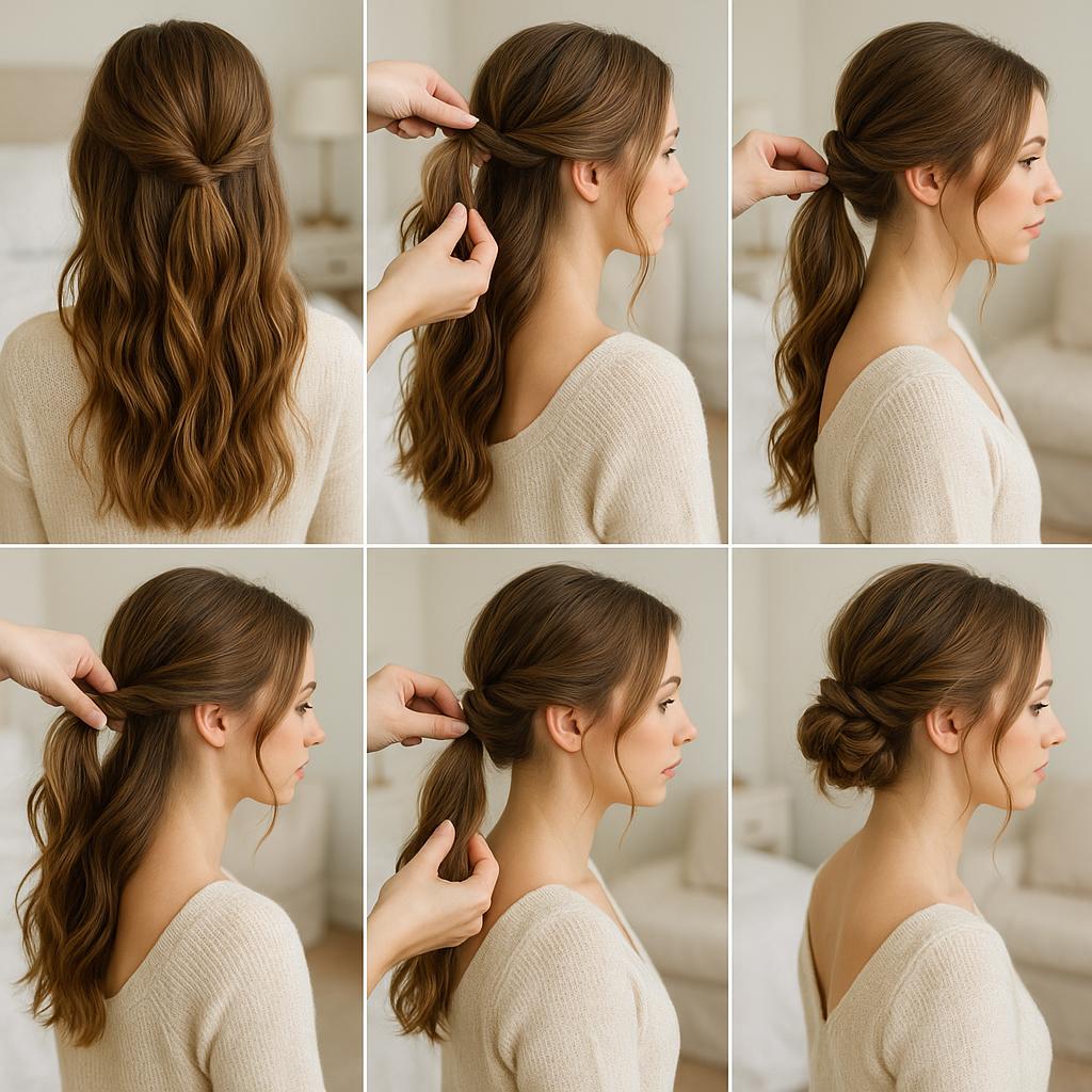 Recogido romántico con mechones sueltos