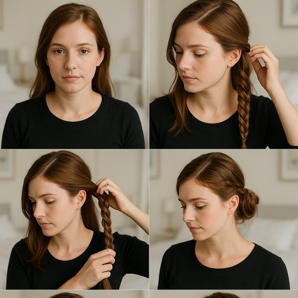 Moño bajo con trenza lateral