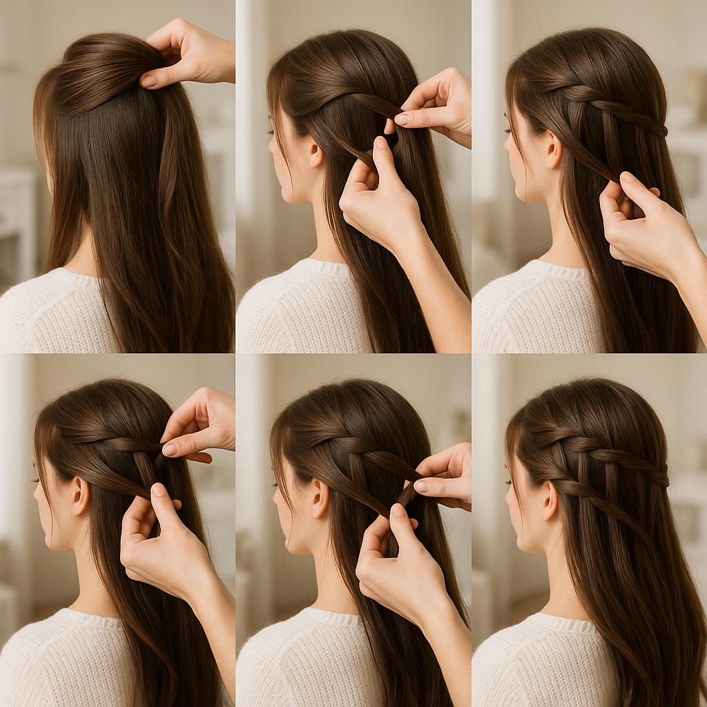 Trenza de cascada con volumen