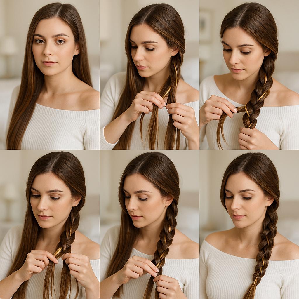 Trenza de lado con reflejos dorados
