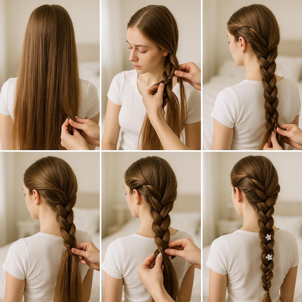 Trenza en zigzag con detalles florales