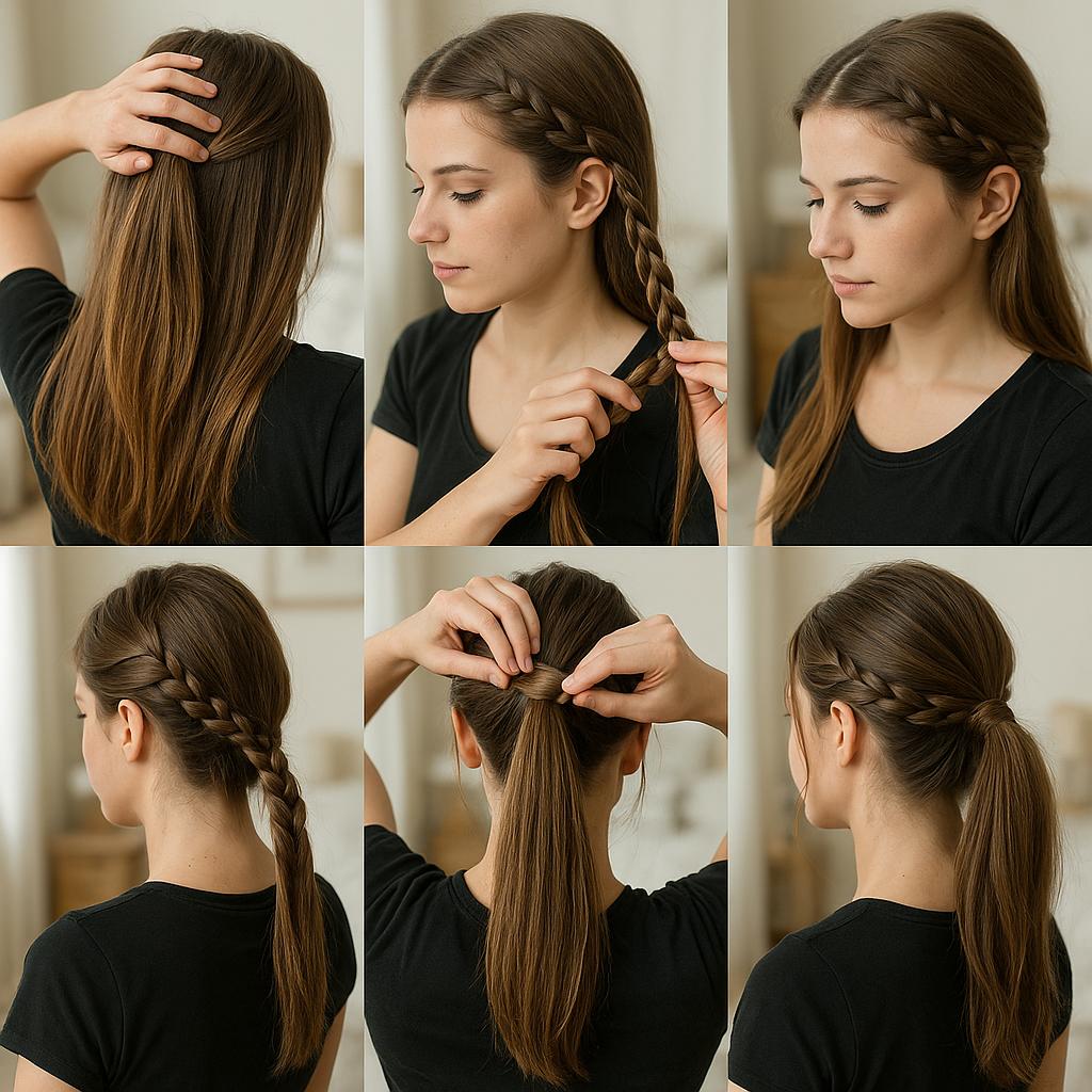 Media cola con trenza decorativa