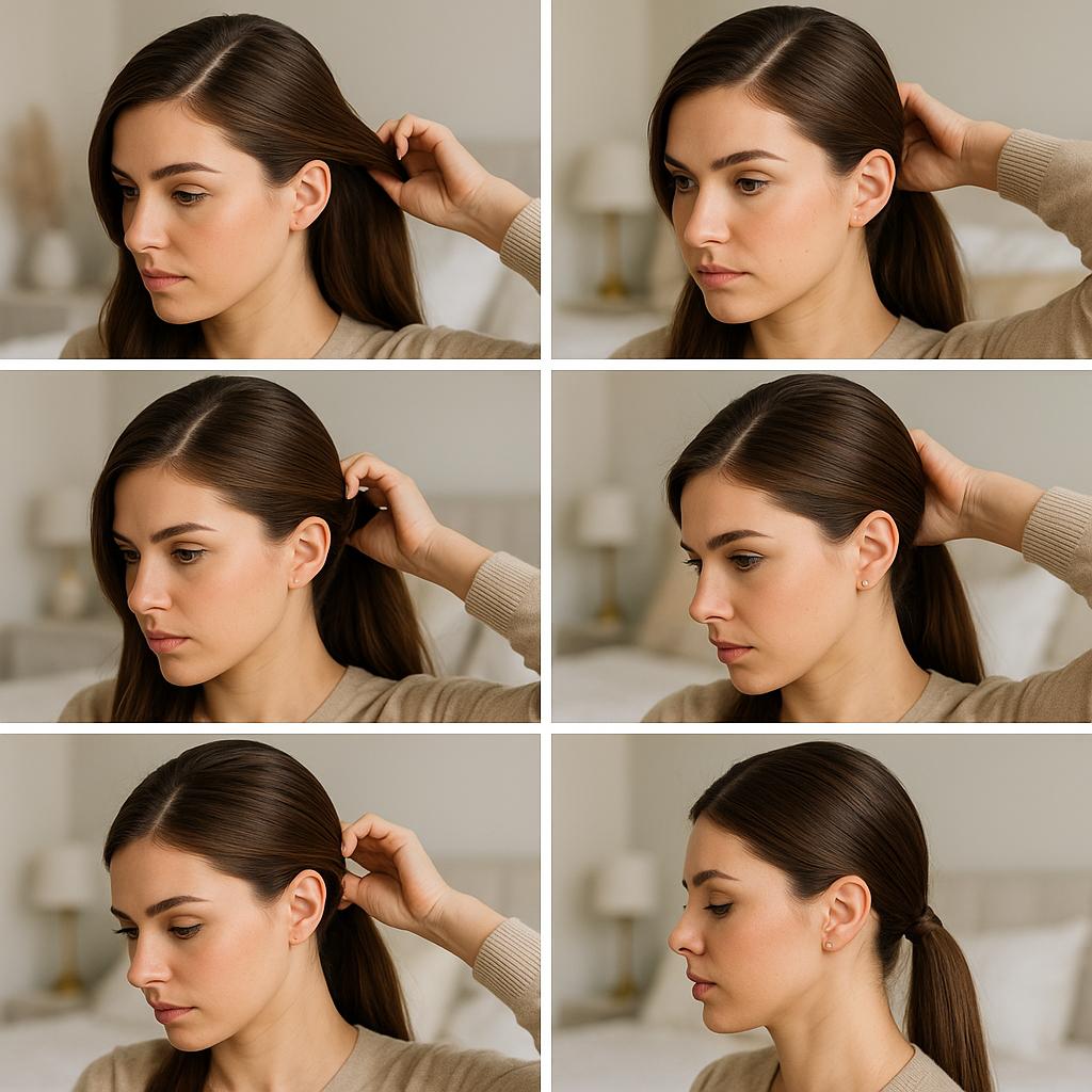 Cola de caballo baja con efecto pulido