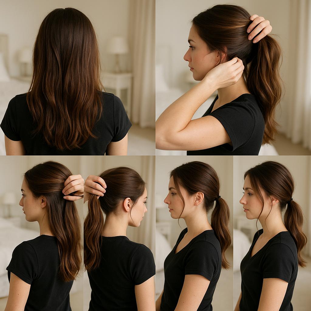 Coleta baja con mechones sueltos