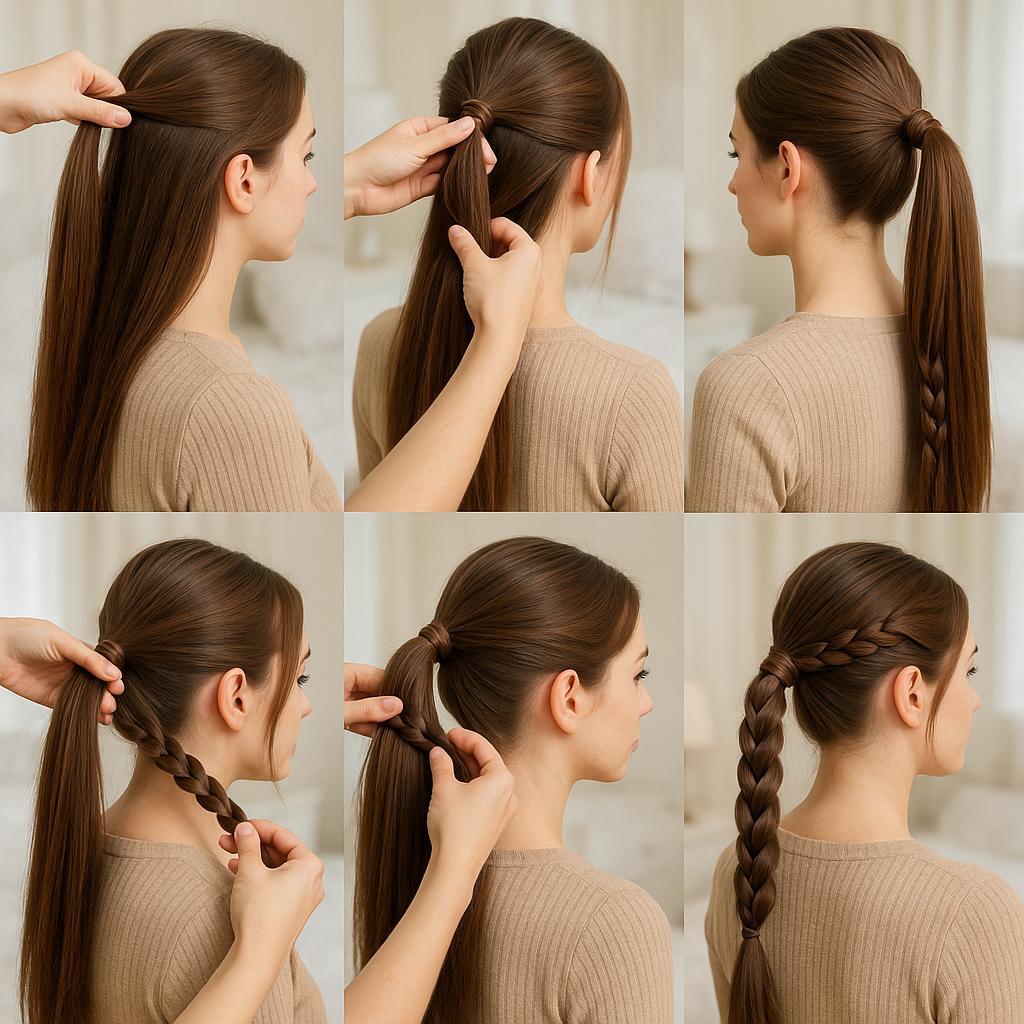 Media coleta con trenza doble