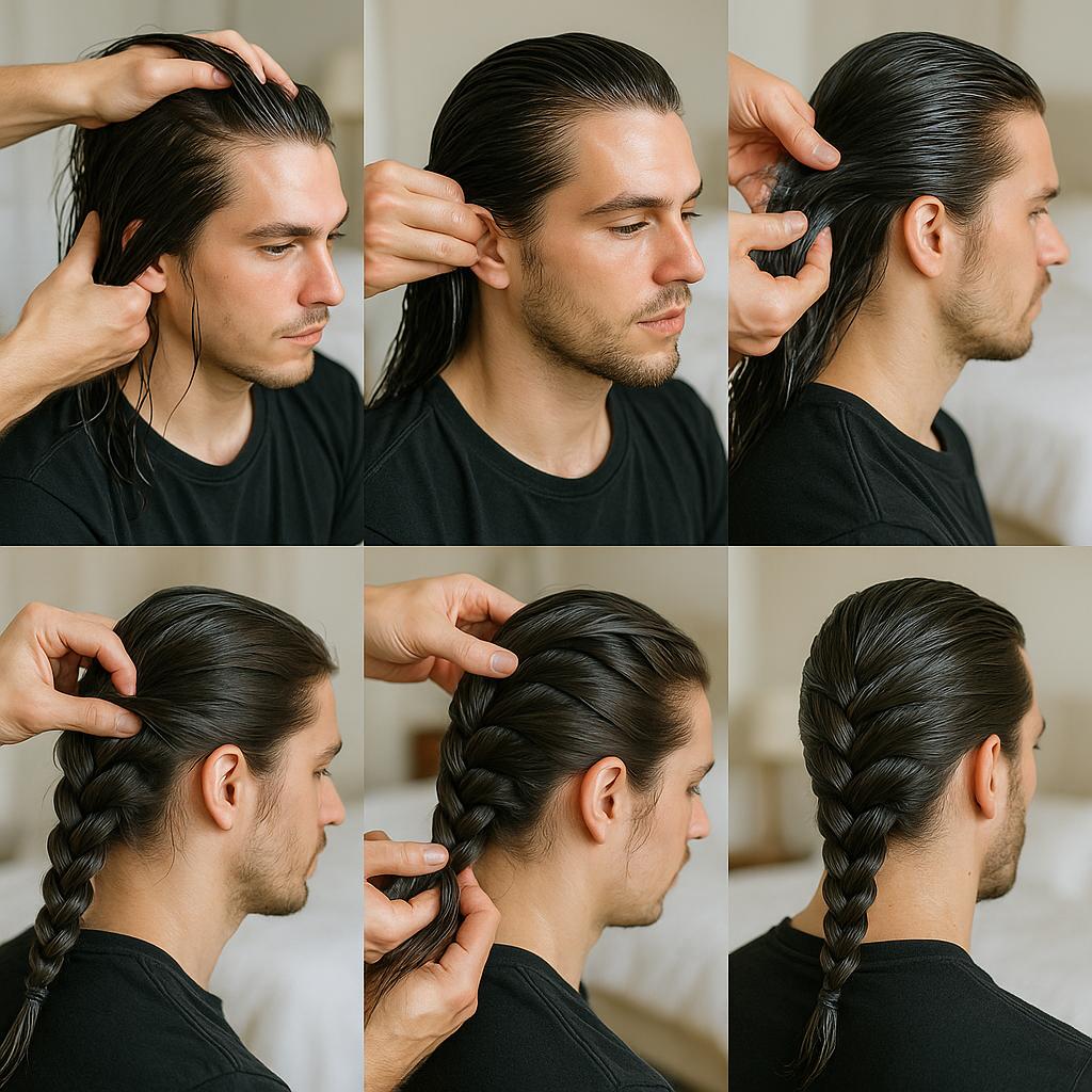 Trenza francesa con efecto mojado