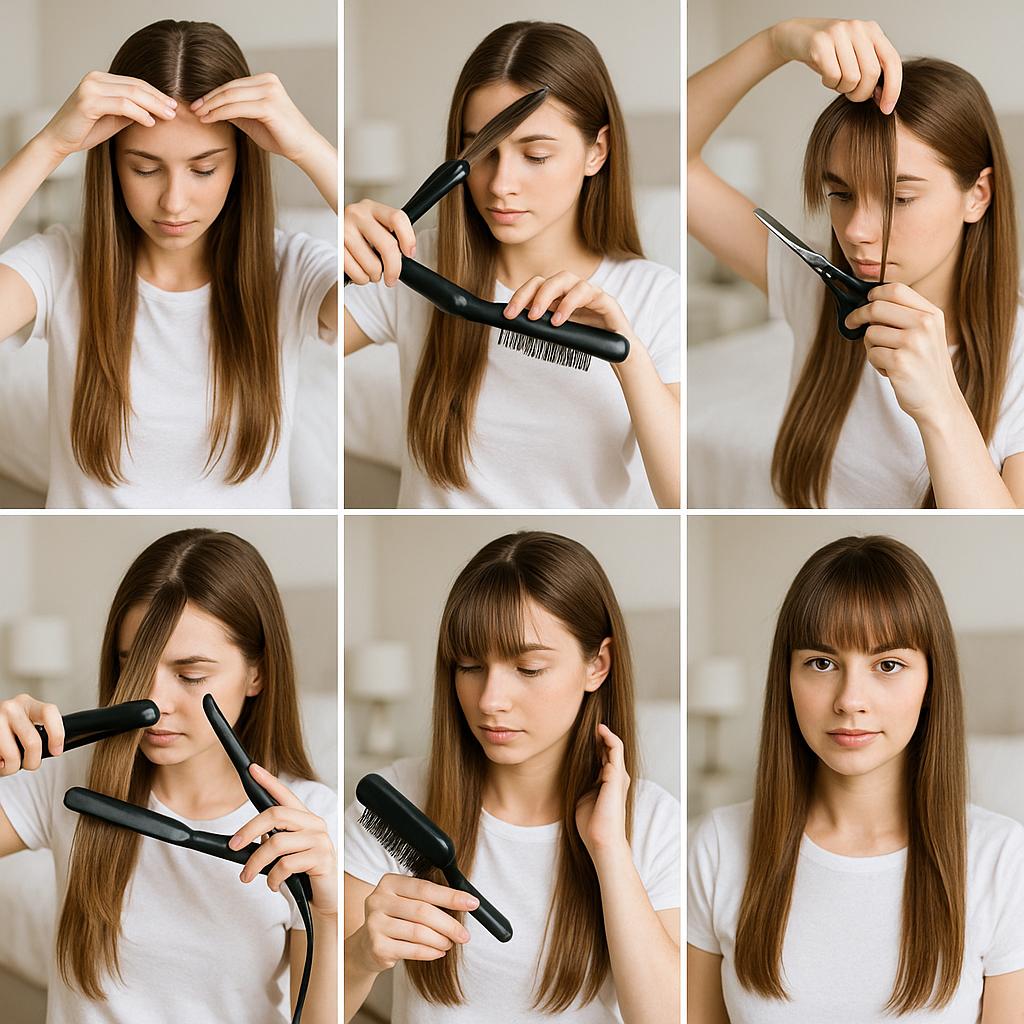 Flequillo recto con cabello liso