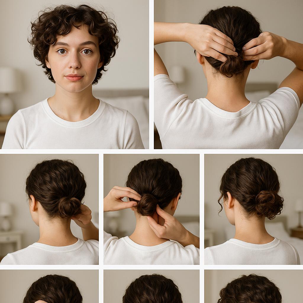 Moño bajo con rizos naturales