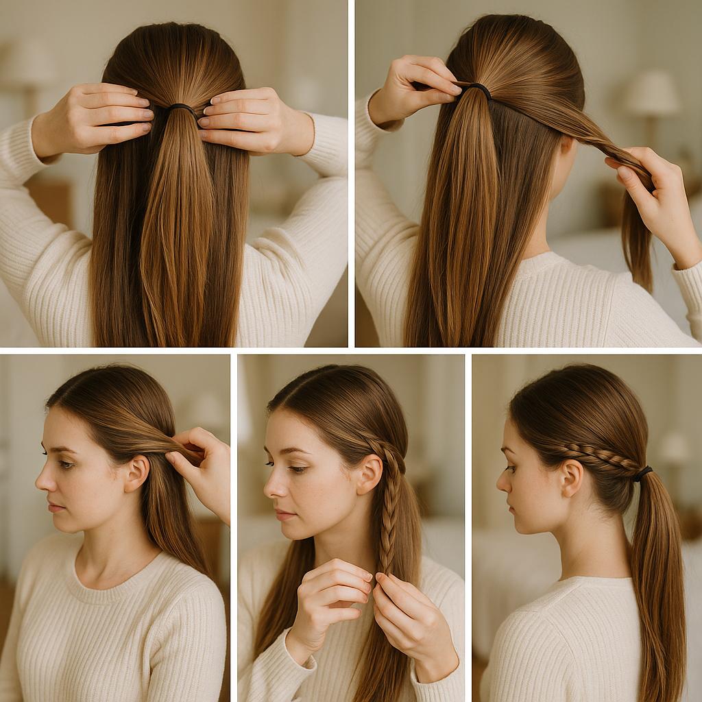 Media cola con detalles trenzados