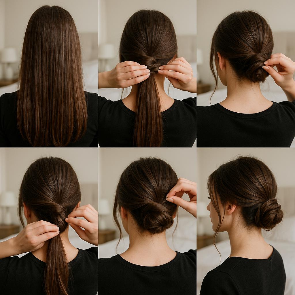 Recogido bajo con mechones sueltos