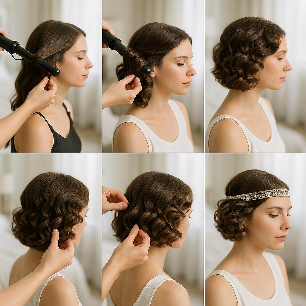 Peinado con rizos marcados y diadema