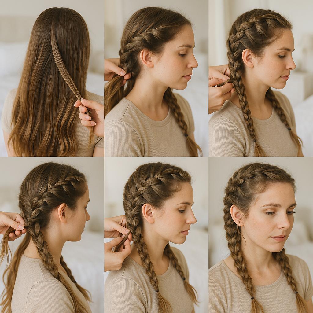 Trenza de raíz doble con acabado despeinado