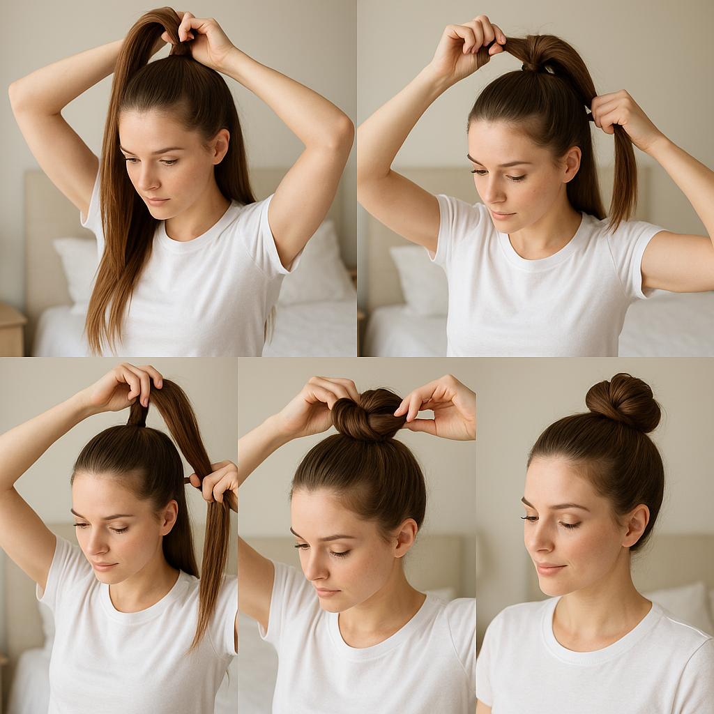 Moño alto con nudo elegante