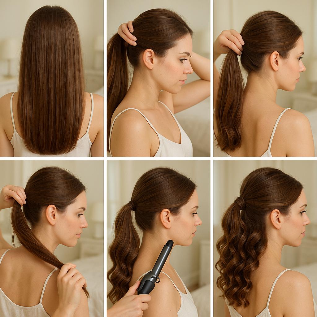 Media cola con rizos definidos