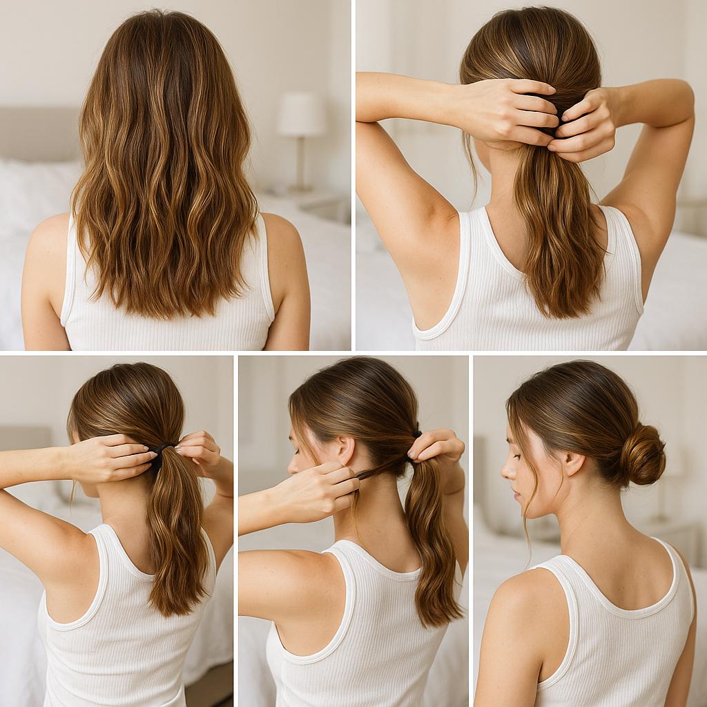Moño bajo con mechones sueltos