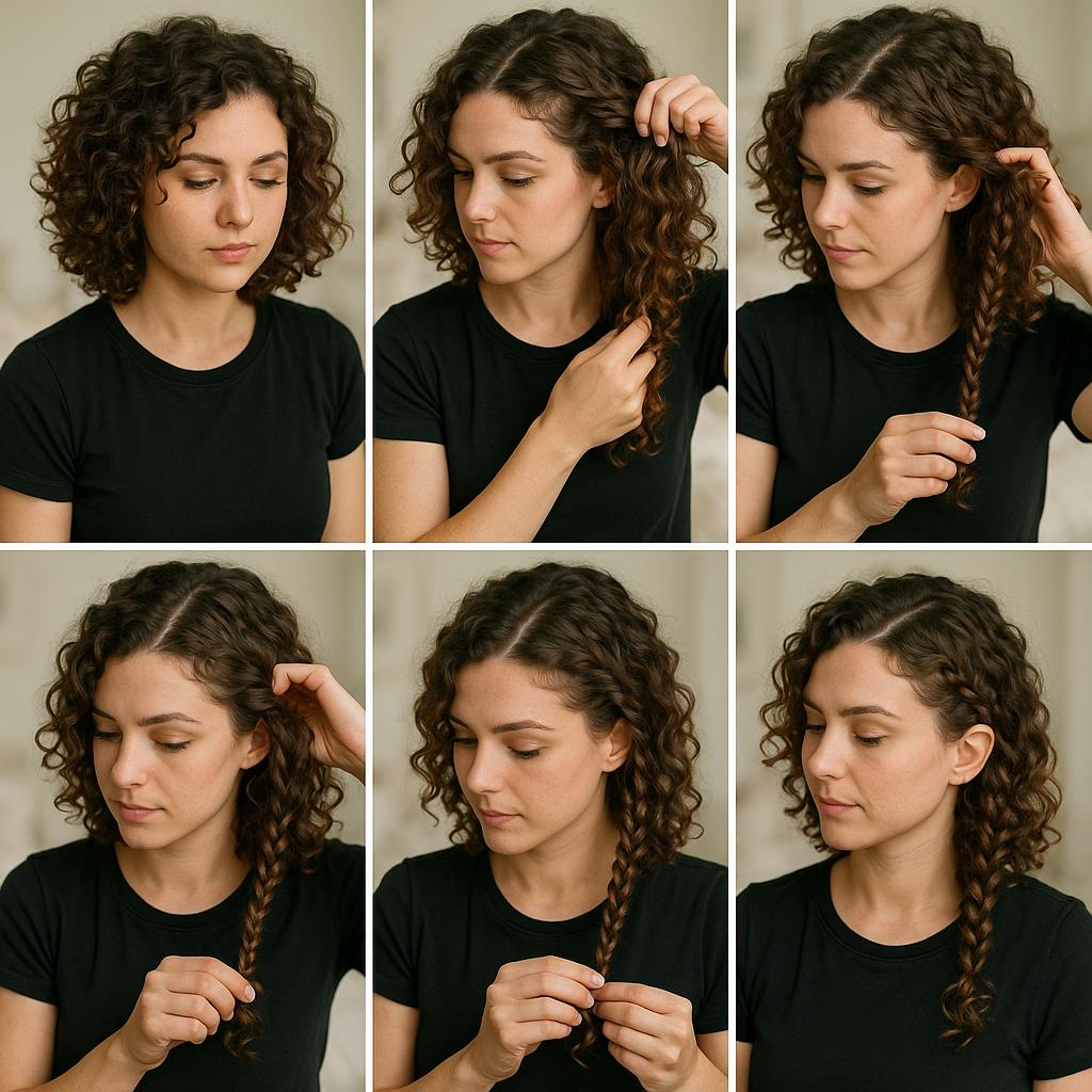 Trenza lateral con rizos marcados