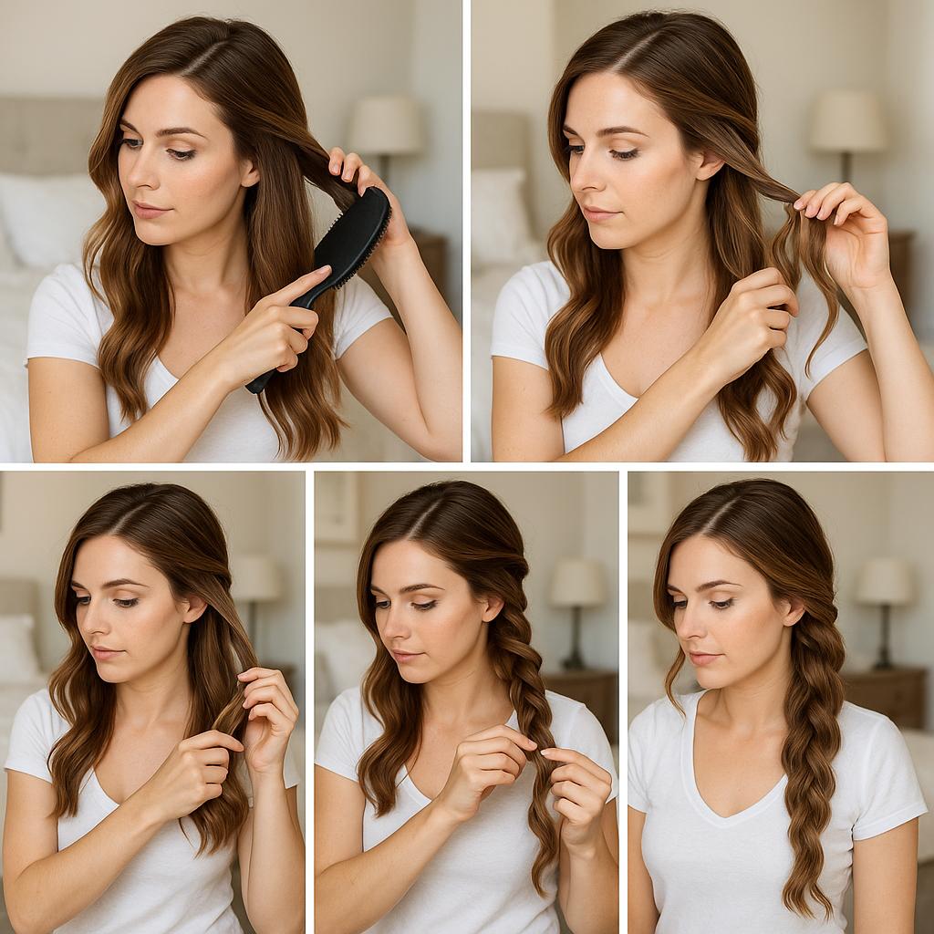 Trenza de lado con ondas suaves