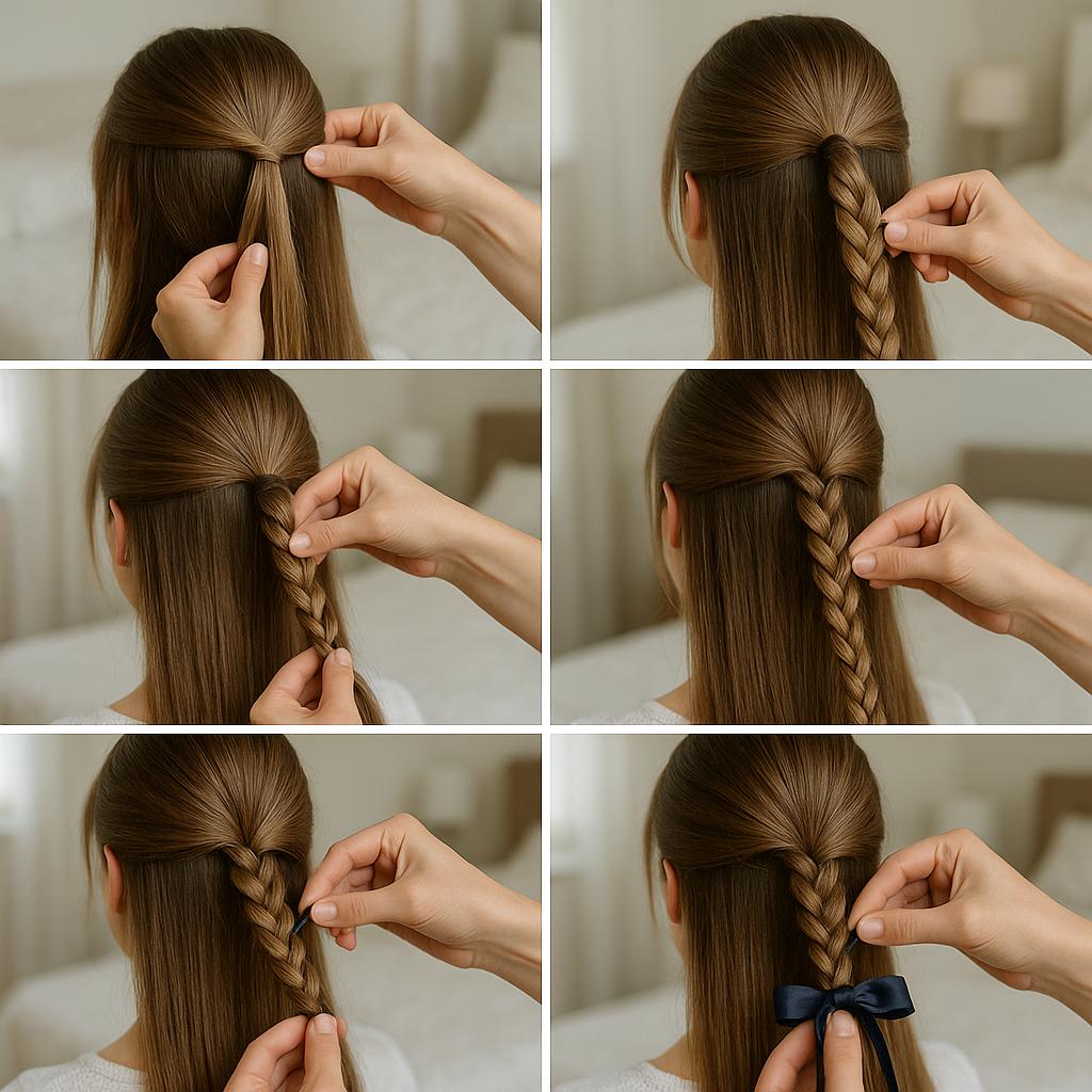 Media cola con trenza y lazo