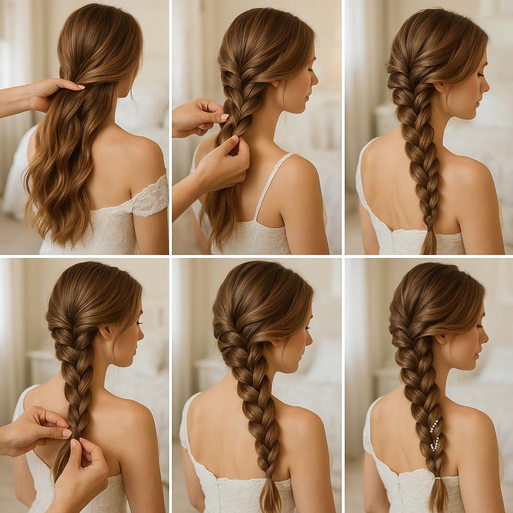Trenza de lado con detalles florales