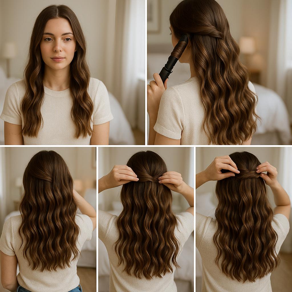 Ondas naturales con accesorio floral