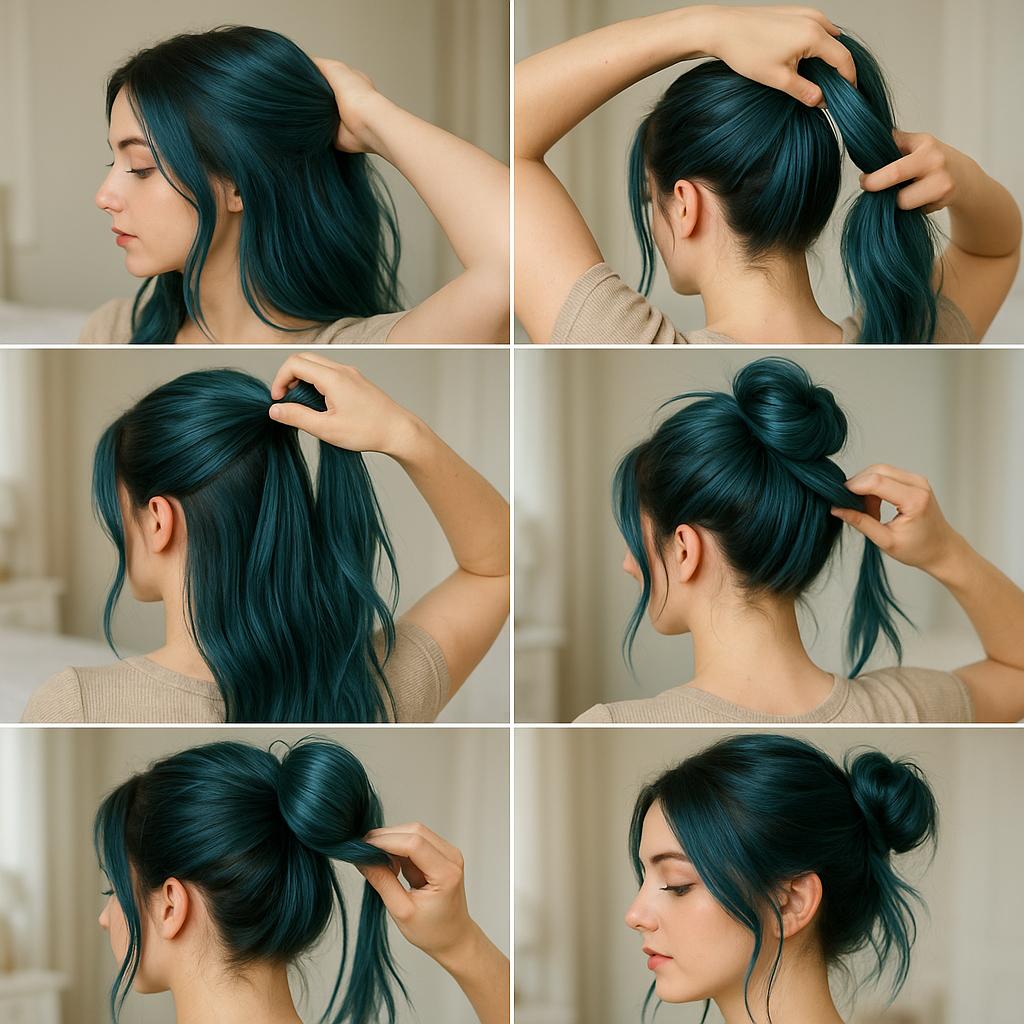 Moño despeinado con mechones sueltos