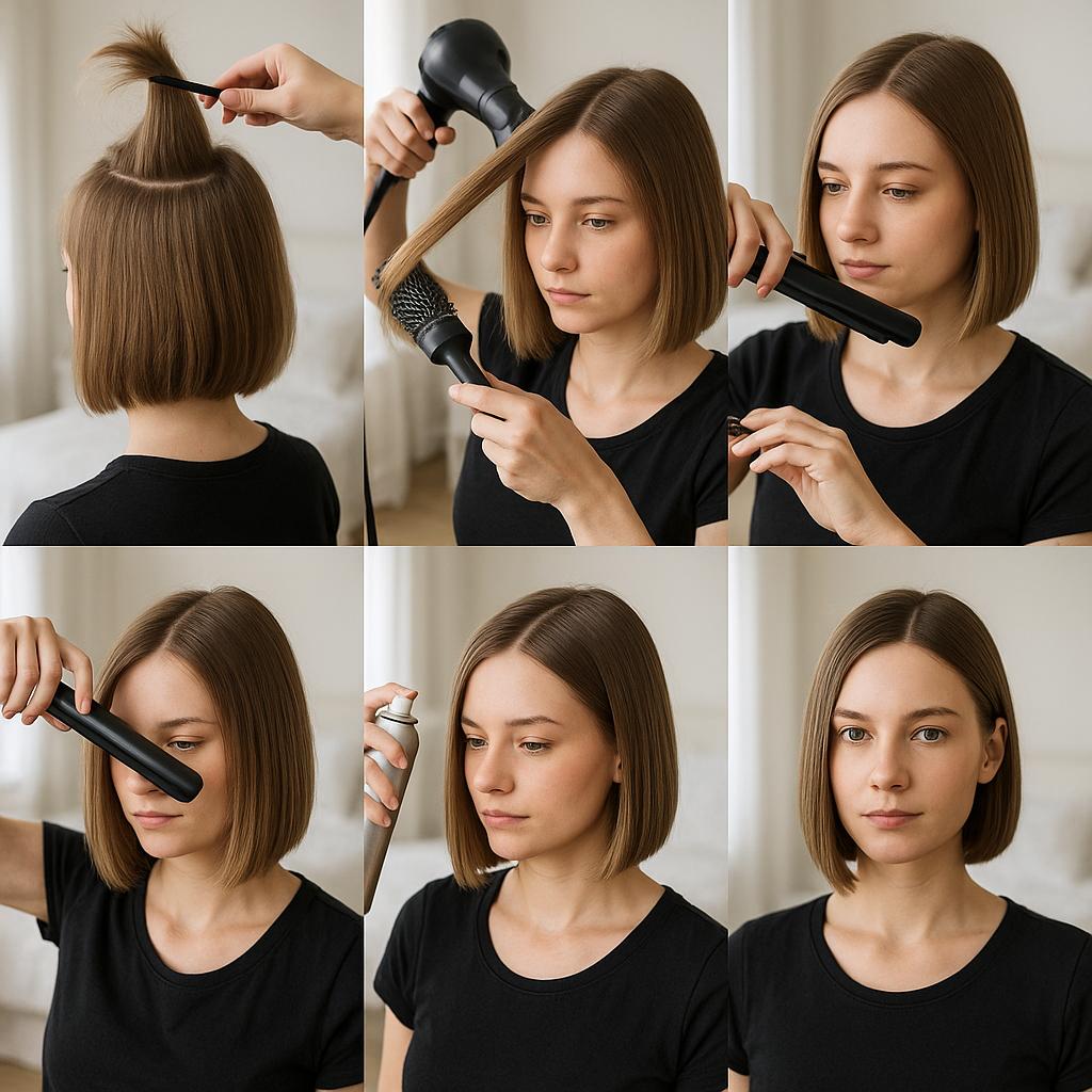 Corte bob pulido con brillo