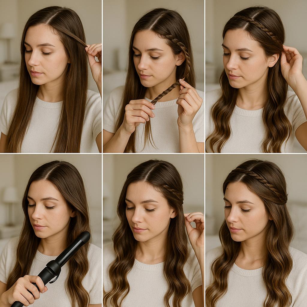 Ondas sueltas con diadema trenzada