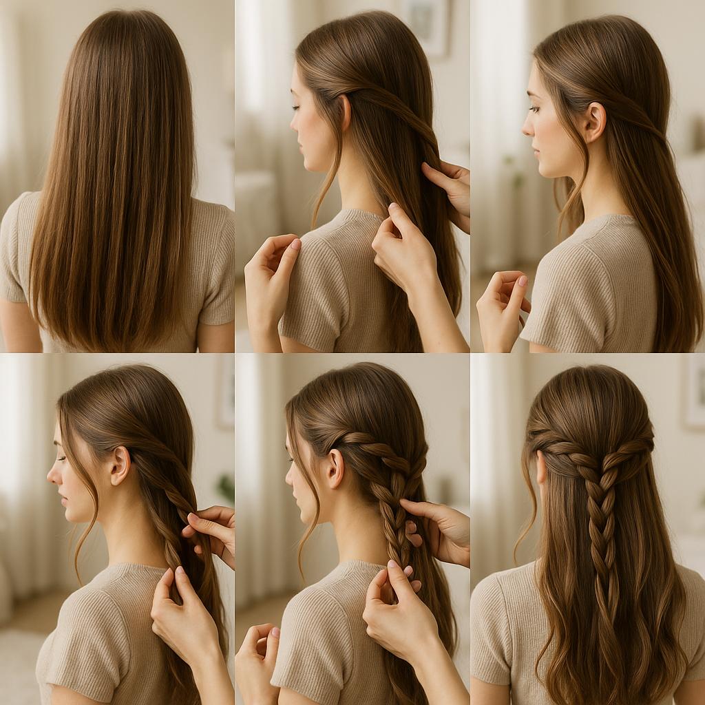 Trenza doble con mechones sueltos