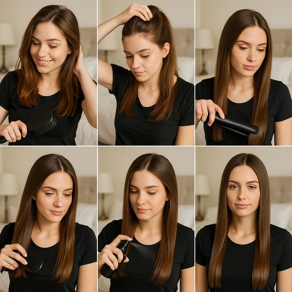 Melena lisa con brillo intenso