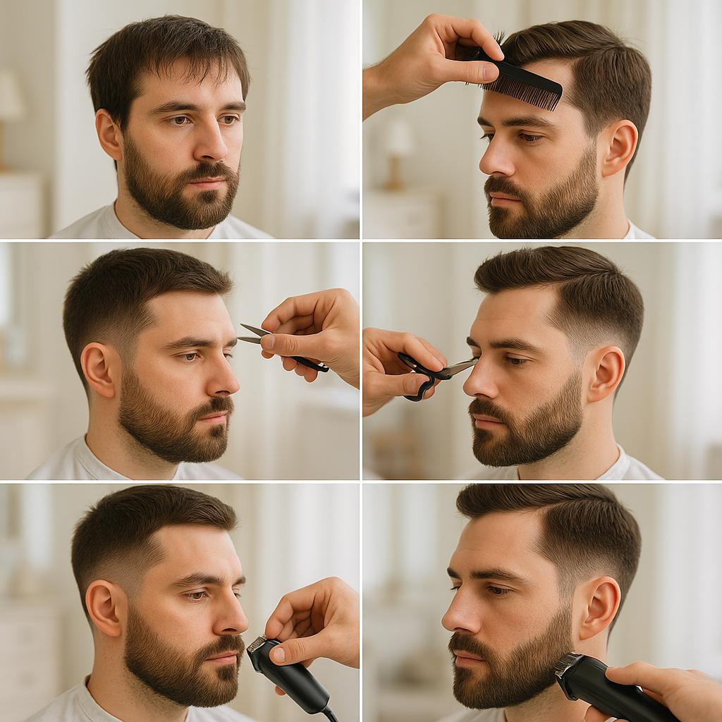 Corte Clásico con Barba de Tres Días