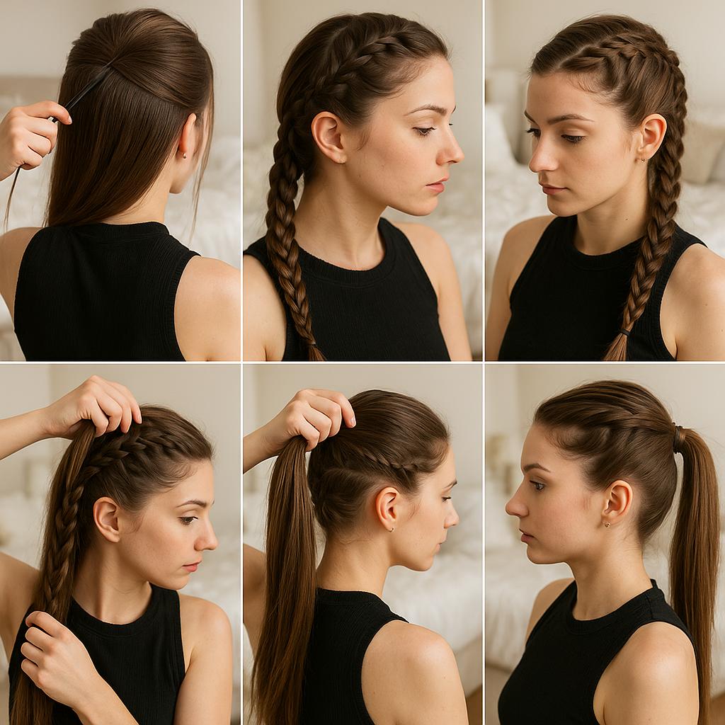 Cola de caballo con trenzas laterales