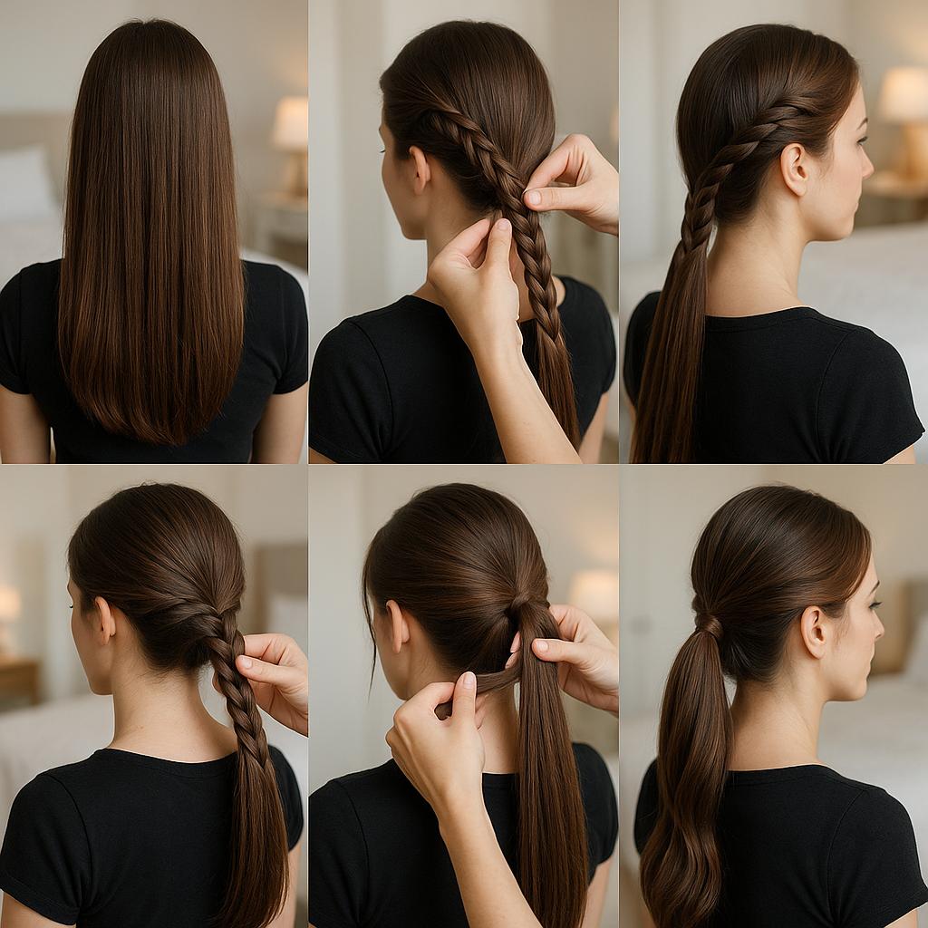 Media cola con trenza lateral